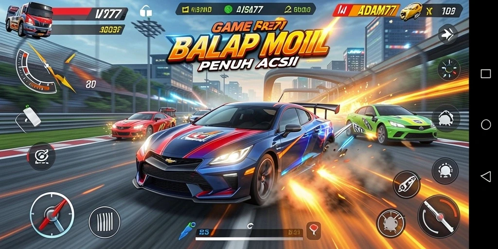 Tampilan gameplay <strong>ADAM77</strong> yang penuh aksi dan kecepatan.