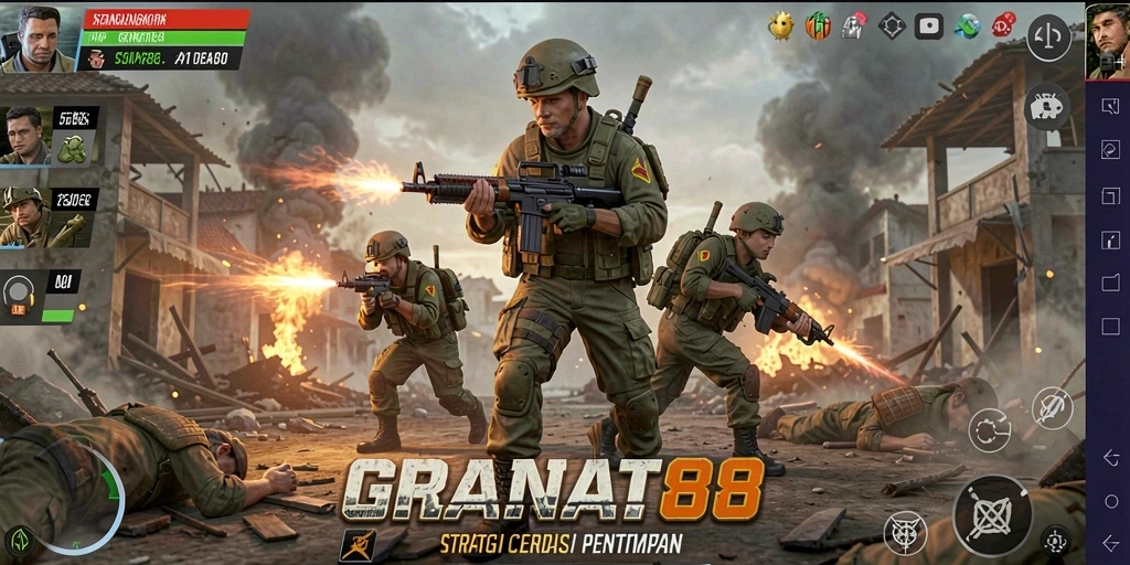 Tampilan gameplay menegangkan di GRANAT88 dengan aksi strategis yang intens.