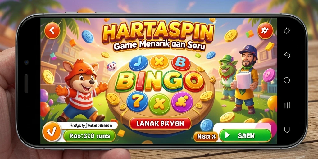 Screenshot gameplay HARTASPIN menampilkan suasana seru permainan Bingo.