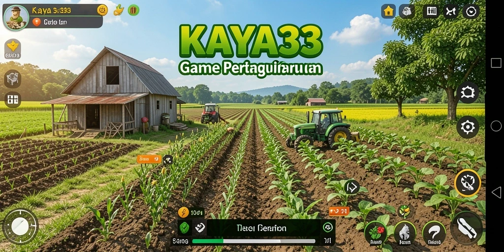 Tampilan gameplay KAYA33 menampilkan aktivitas bertani yang seru dan interaktif.