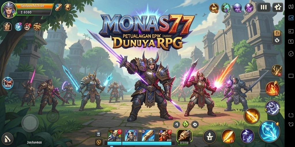 Tampilan gameplay <strong>MONAS77</strong> yang penuh aksi dan petualangan menantang.