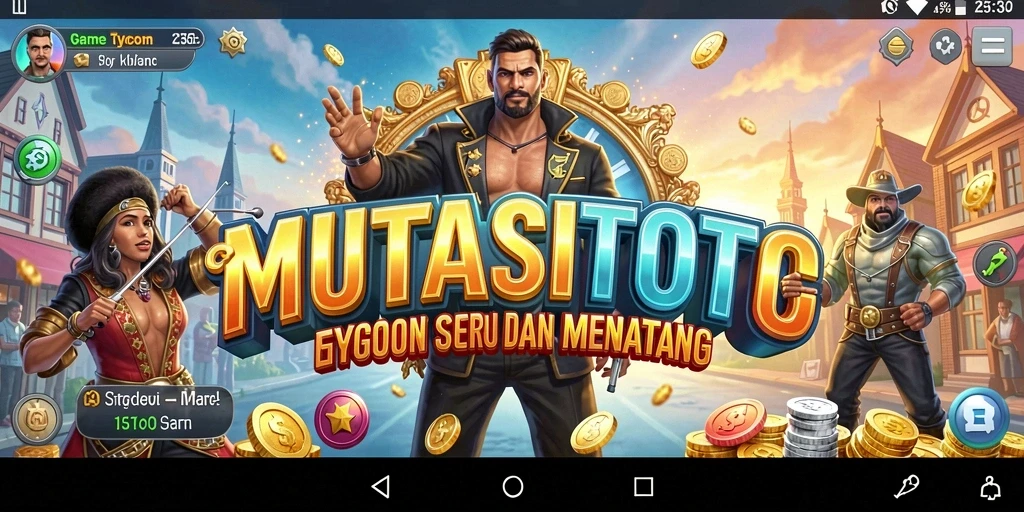 Screenshot gameplay MUTASITOTO menampilkan pengelolaan bisnis Tycoon yang seru.