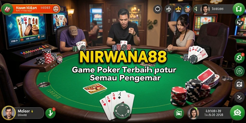 Screenshot gameplay NIRWANA88 menampilkan suasana poker yang seru dan interaktif.