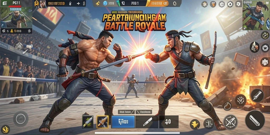 Screenshot PG11 menampilkan aksi seru dalam gameplay Battle Royale yang penuh ketegangan.