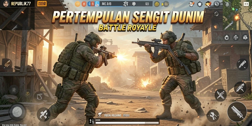 Tampilan mendebarkan dari gameplay Battle Royale REPUBLIK77.