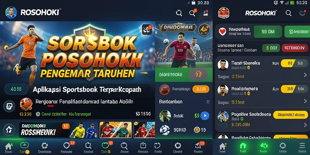 Tampilan gameplay aplikasi Sportsbook ROSOHOKI dengan berbagai pilihan taruhan.