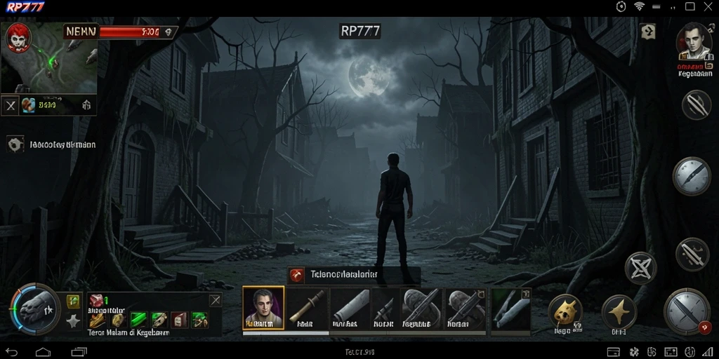 Tampilan gameplay seram dari RP777 dalam suasana mencekam.