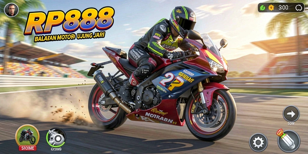 Tampilkan gameplay balapan motor yang seru dan mendebarkan.