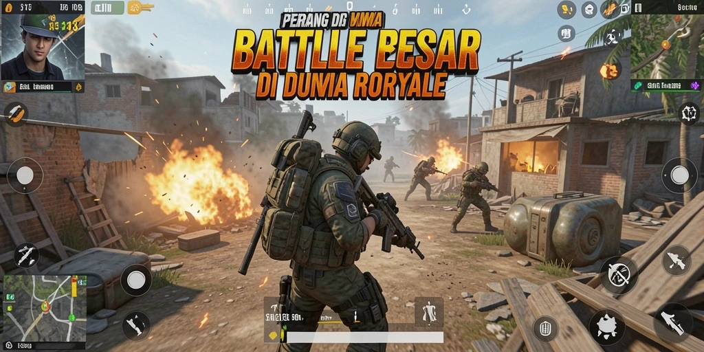 Tangkapan layar gameplay S13 menunjukkan pertarungan intens dalam game Battle Royale.