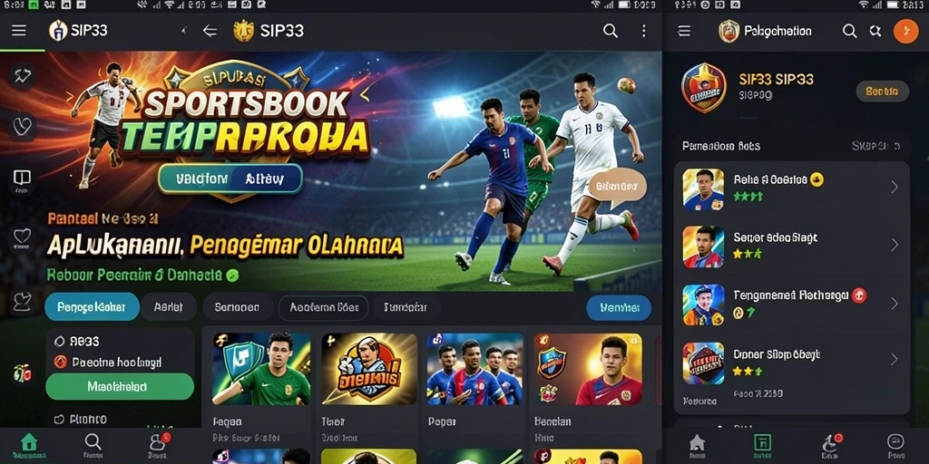 Tampilan utama SIP33 menampilkan berbagai pilihan taruhan olahraga.